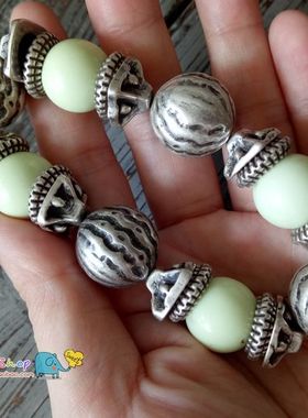 合金做旧银色串珠复古欧美风手串