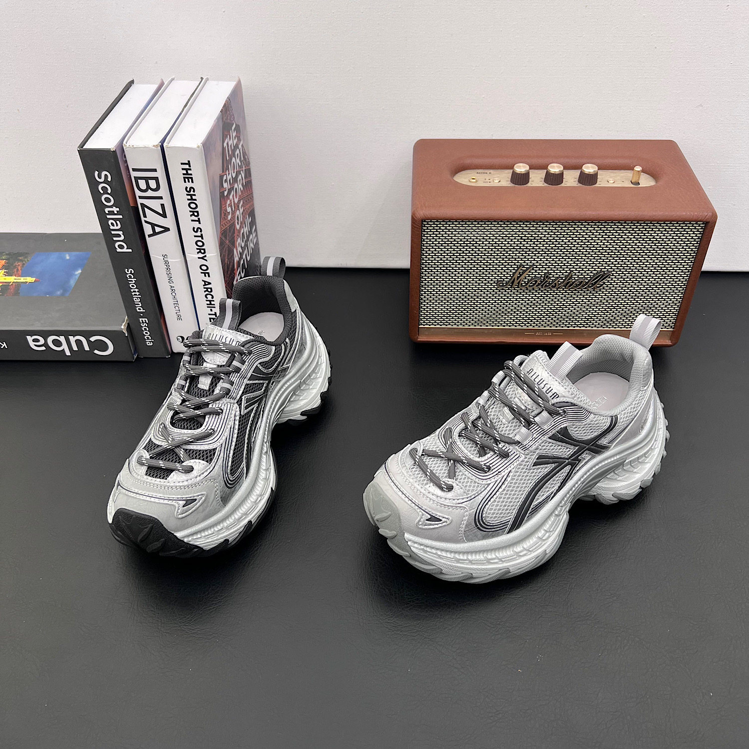 老爹鞋女拼色网面厚底运动鞋系带透气防滑轻便休闲女士单鞋潮