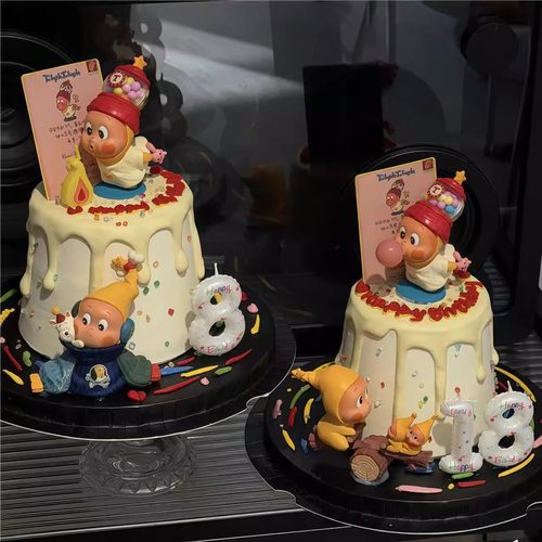 可爱卡通吹泡泡星星人蛋糕装饰