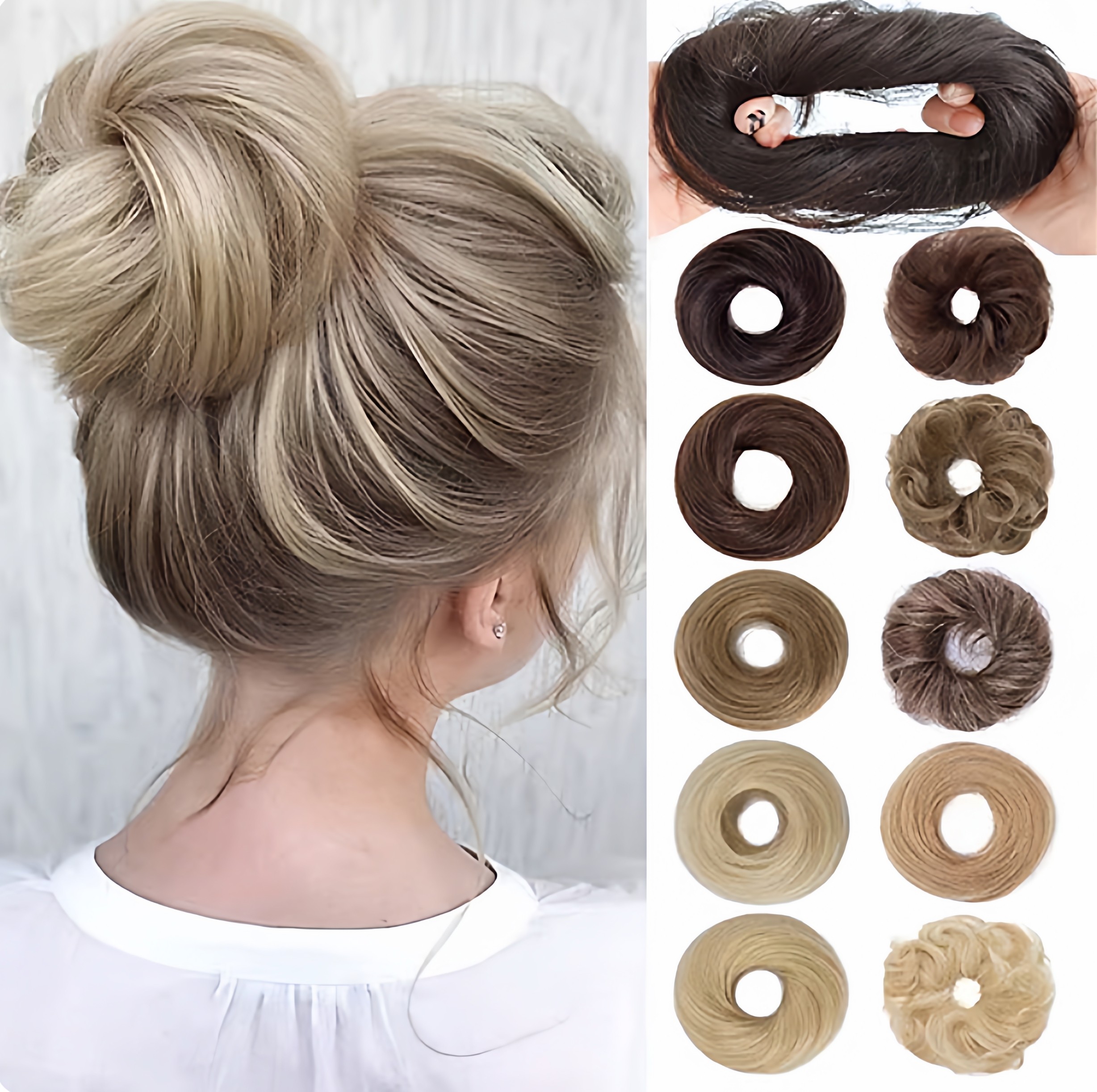 欧美假发皮筋直发发圈头绳仿真发蓬松自然扎丸子头加发量神器发包,美发护发/假发,发包/丸子,淘宝优惠券,粉丝福利购,淘宝优惠卷