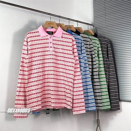 十字架翻领Polo潮牌欧美个性长袖