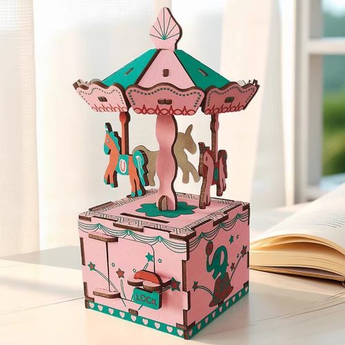 迪尔乐斯木质立体拼图木马钱罐