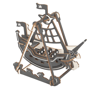 【迪尔乐斯】海盗船木质拼装模型3d立体拼图儿童益智手工玩具