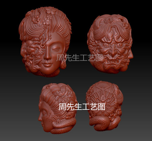 般若一念之间三维立体圆雕图雕刻图纸stl文件雕刻机3d模型Q714