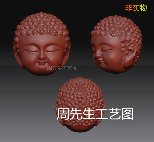 宝宝佛头三维立体圆雕图stl小佛头珠子核雕四轴雕刻3d模型 Q130
