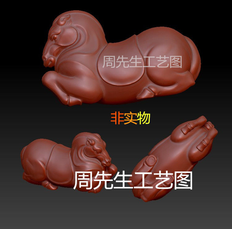 stl图马唐马生肖马把件立体圆雕三维雕刻图3D模型数据图四轴 Q198