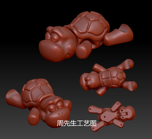 小乌龟精雕浮雕圆雕图立体图stl木雕玉雕3D打印模型手机支架 Q723