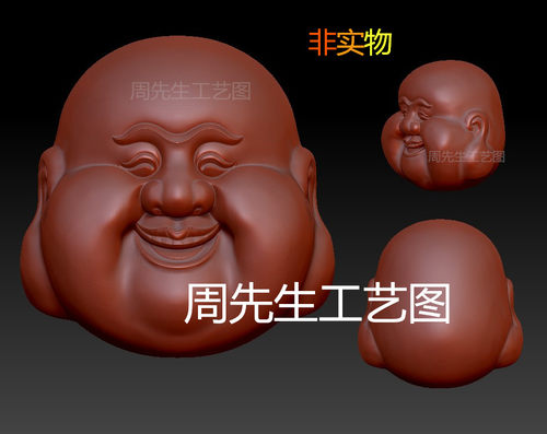 stl文件圆雕图三维立体图弥勒佛头手串吊坠配珠雕刻机3d模型 Q232