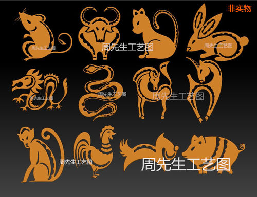 十二生肖 动物 牛虎兔龙 三维立体图圆雕图精雕stl 3d模型 Q249