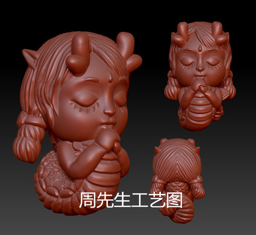 小龙女精雕图三维立体图圆雕图stl木雕图玉雕图3D打印模型 Q695