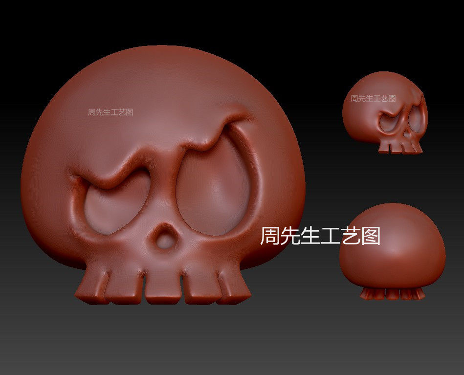 骷髅尸陀林主STL恶灵三维立体图圆雕图3D模型 可爱骷髅 Q489