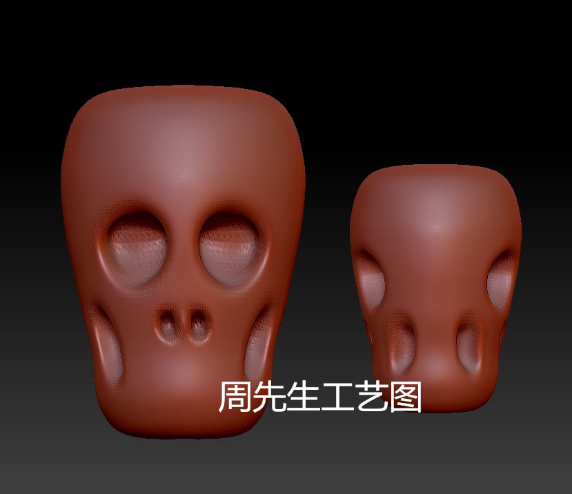 双面骷髅背云数控机雕刻3D打印图纸stl 格式圆雕图精雕 Q678