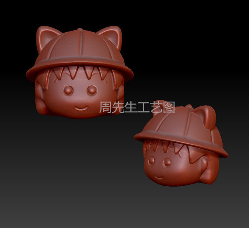 三维立体图圆雕图图纸stl文件樱桃小丸子头手串雕刻机3d模型Q631