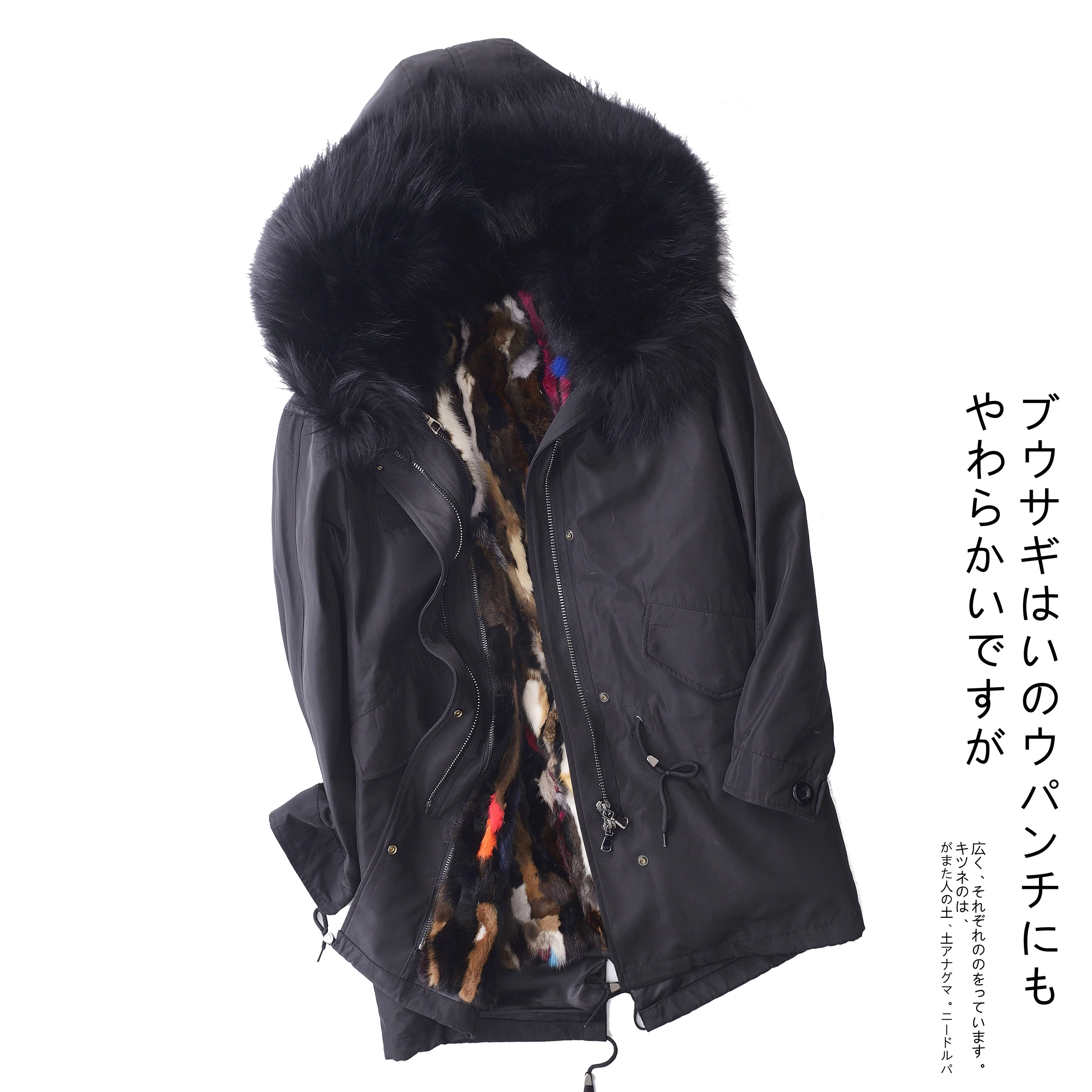 保暖水貂毛内胆脱卸中长款貉子毛领派克服女皮草外套冬季大衣清仓
