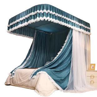 双层U型家用导轨蚊帐2026新款公主落地三开门1.8米加厚床幔纱公主