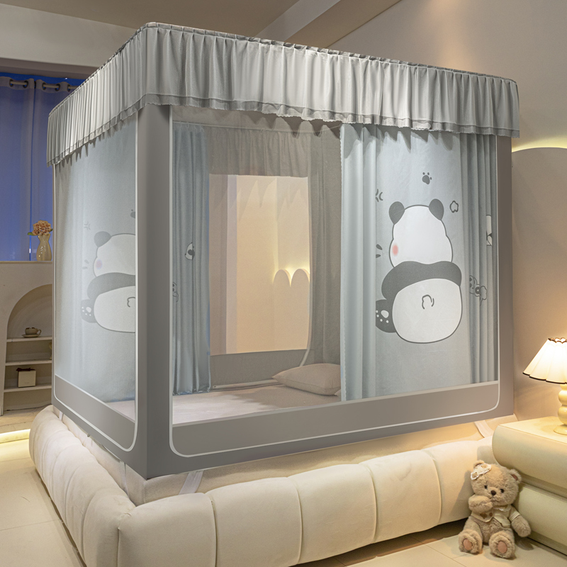 儿童防摔蚊帐带防尘顶拉链三开门