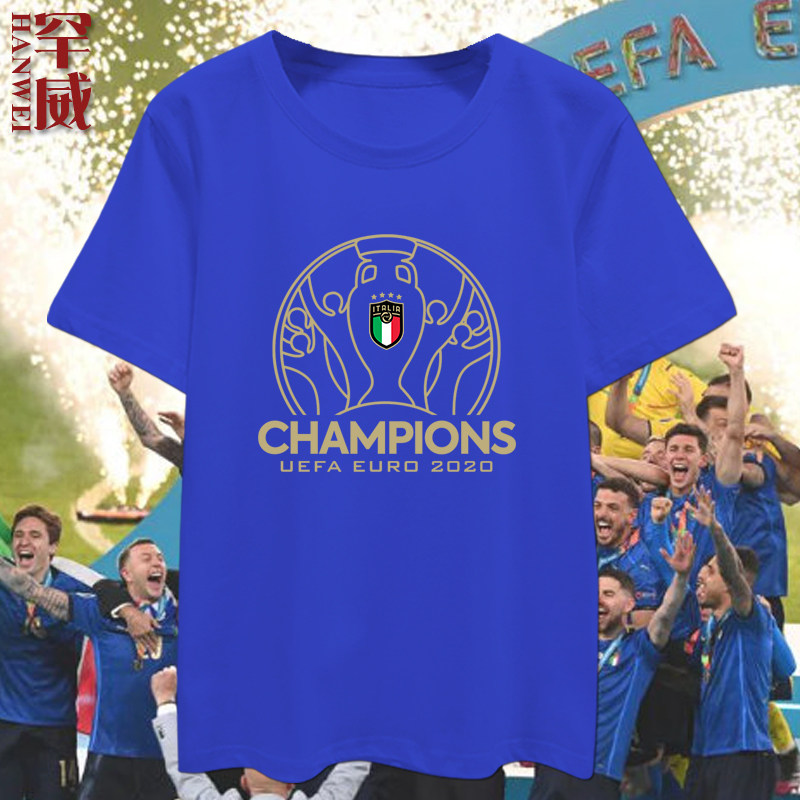 意大利队服欧洲杯夺冠纪念足球迷服短袖t恤衫男女博努奇半袖衣服