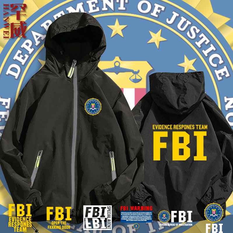 美国联邦调查局fbi特工探员周边东京热警告夹克连帽男士外套衣服