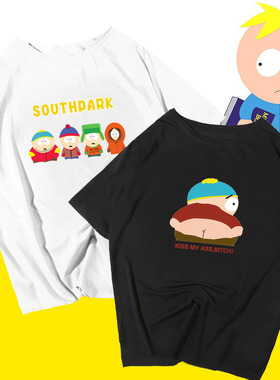 southpark南方公园卡通动漫周边短袖T恤衫男女纯棉半袖体恤上衣服