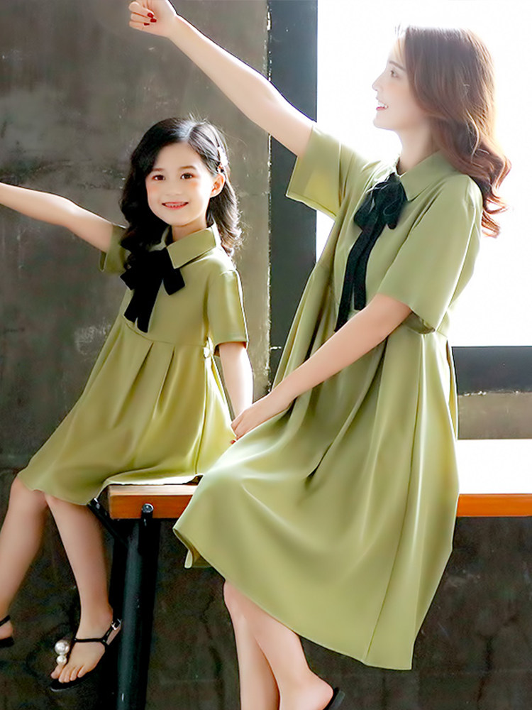 Parent-child dress Mother-daughter dress Foreign summer Dress Girls short-sleeved dress 2021 children's net red princess fashionable skirt