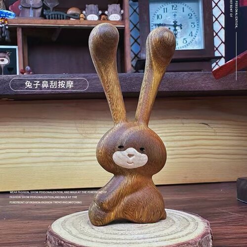 绿檀木兔子蜗牛经络穴位按摩梳