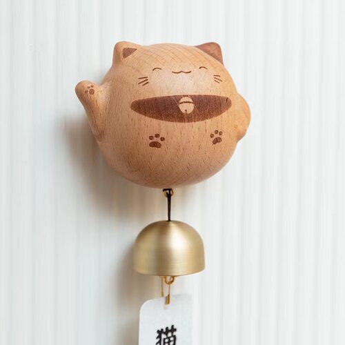 好运招财猫实木门铃乔迁搬家送礼