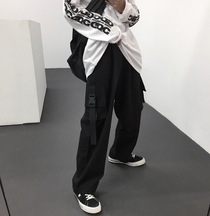 ~ 2021原宿風INS復古百搭大口袋工裝褲寬鬆直筒休閒褲男女