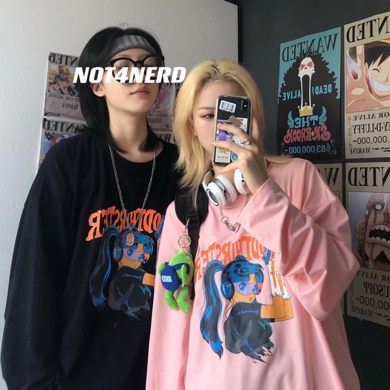 Spring Harajuku fashion women's E-sports girls printed loose Long Sleeve T-Shirt Top