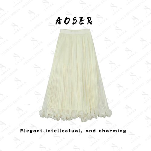 AOSER轻奢纯色大摆A字半身裙