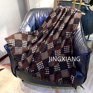 805 格子A型半身裙长裙女装 潮流百搭高腰流苏款 AOSER时尚