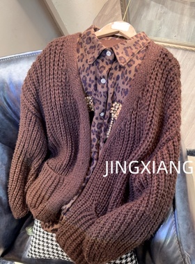 AOSER加厚款女款通勤气质百搭时尚女毛针织衫毛衣外套24033