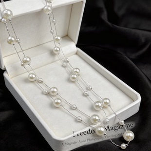 双层轻奢百搭长款 春夏新款 挂脖项饰 仿珍珠项链 AOSER