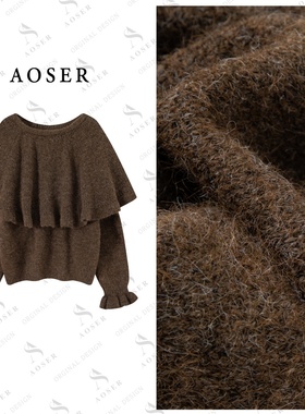 AOSER时尚慵懒宽松小众显瘦百搭圆领披肩套头针织衫网红ins风2616