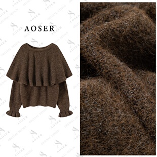 AOSER时尚 网红ins风2616 慵懒宽松小众显瘦百搭圆领披肩套头针织衫