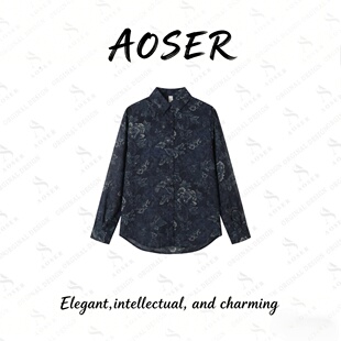 AOSER时尚气质休闲感复古艺术POLO领女装衬衫801-43