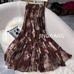 AOSER复古港风显瘦宽松百搭女装 高腰半身长裙2668