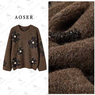 毛针织衫 宽松显瘦慵懒风套头款 25131 网红款 AOSER百搭时尚