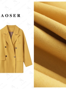 纯色常规款双排扣法式宽松型西装休闲简约百搭女士气质宽松6778