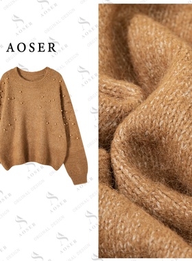 AOSER时尚宽松显瘦百搭氛围感纯色套头针织衫日常休闲风25126