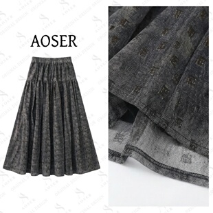 AOSER 显瘦原创设计百搭轻奢小烫金A字半身裙5008 宽松时尚