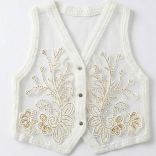 AOSER 宽松亮片简约纯色设计日常休闲马甲3556 原创时尚