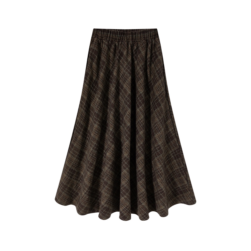 时尚百搭简约复古风格子半身裙