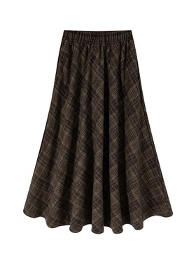 AOSER时尚百搭简约网红显瘦复古风格子半身裙女装2802