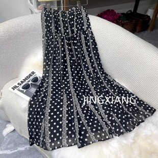 AOSER时尚 休闲轻奢百搭显高显瘦复古感高腰碎花A字半身裙5002