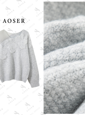 AOSER时尚百搭宽松休闲女士镂空圆领毛针织衫女装25082