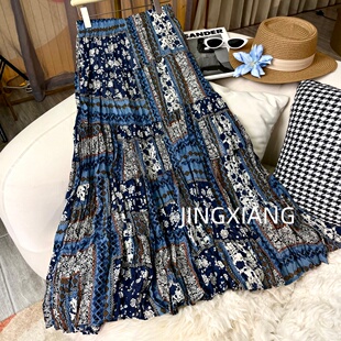 百搭高腰垂感碎花女装 A字半身大摆裙2609 休闲时尚 AOSER新款