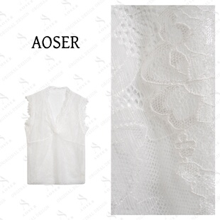 内搭女装 打底衫 6155 V领蕾丝百搭镂空无袖 AOSER设计感时尚