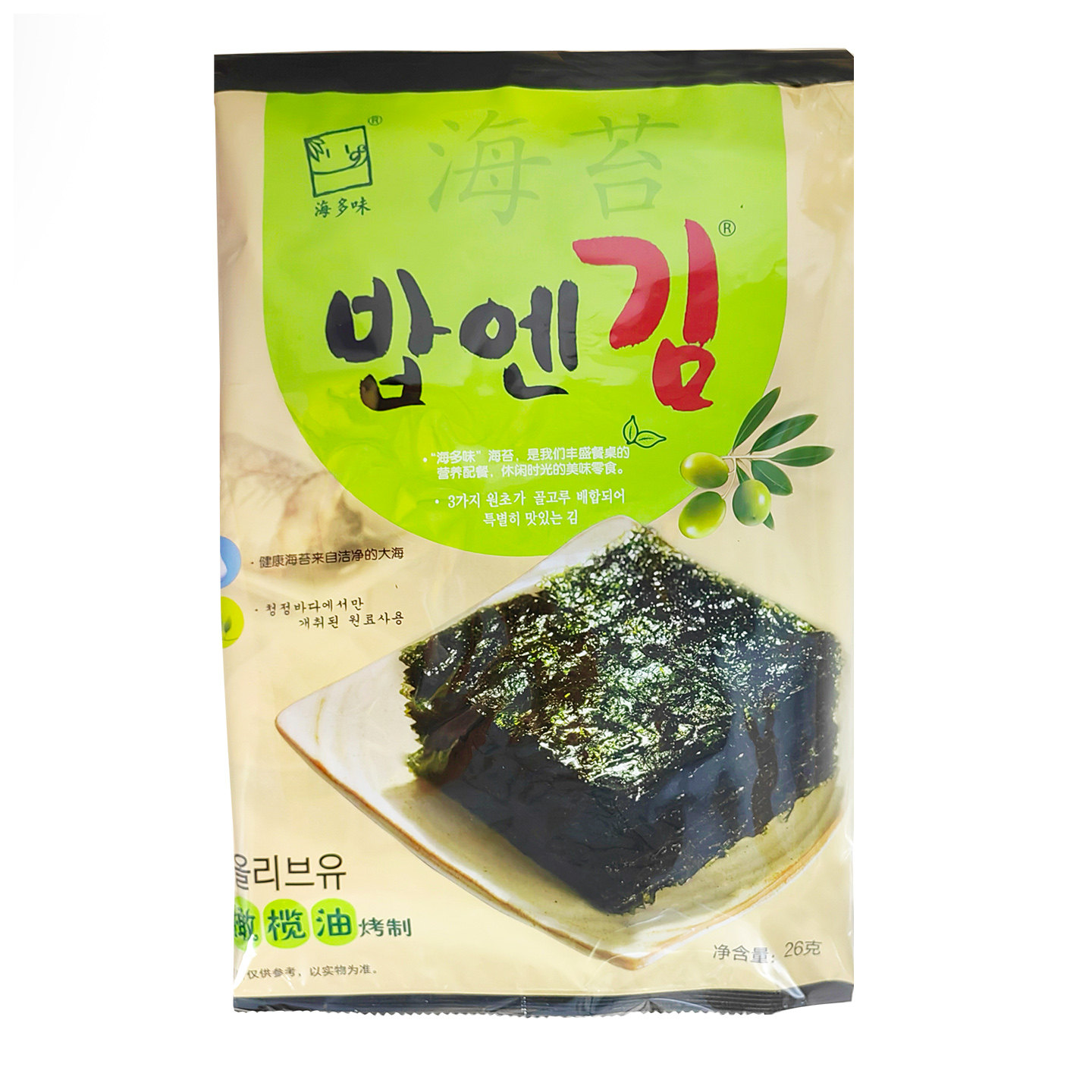 海多味全张海苔26g*5袋香脆即食包饭海苔大张紫菜夹饭海苔零食品
