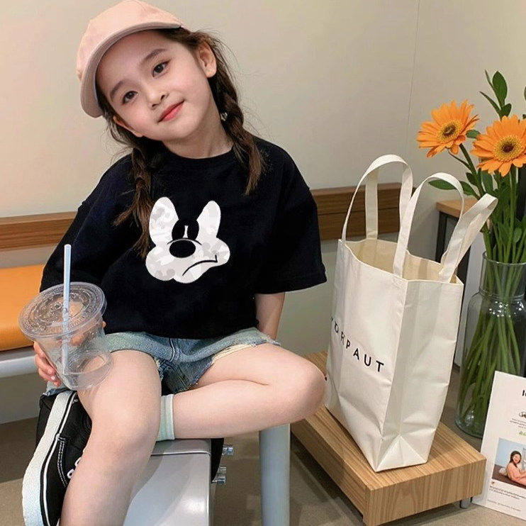 可爱女童短袖T恤2025新款夏季儿童洋气上衣童装女孩休闲衣服纯棉