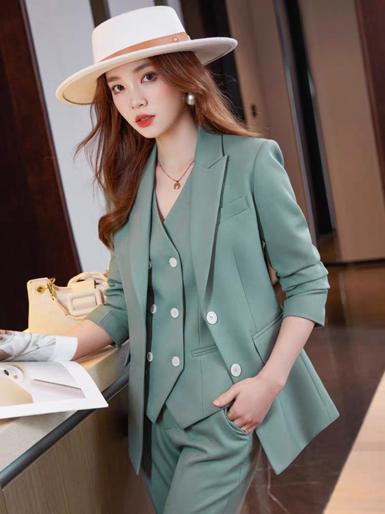 2025春秋季新款高端西装马甲三件套女气质网红修身西服洋气职业装
